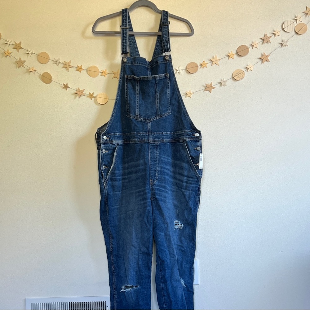 Distressed medium blue overalls